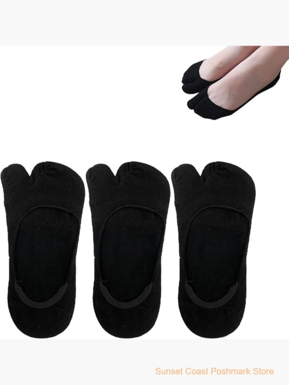 Non Slip Tabi No Show Socks Cotton Blend 3 Pairs